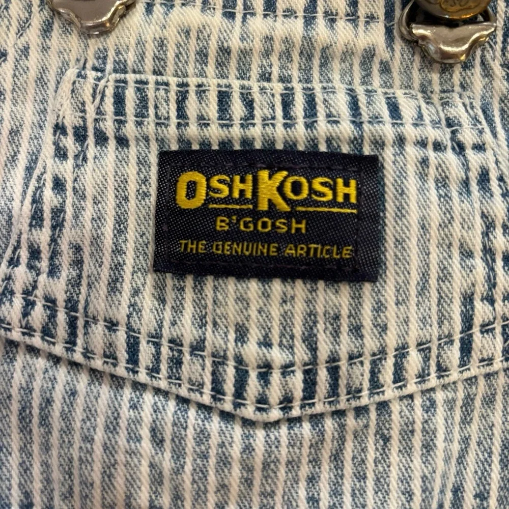 VTG USA‎ OshKosh Vestbak Bib Denim Overall Shorts Striped Size 3/6 M 1969 EUC